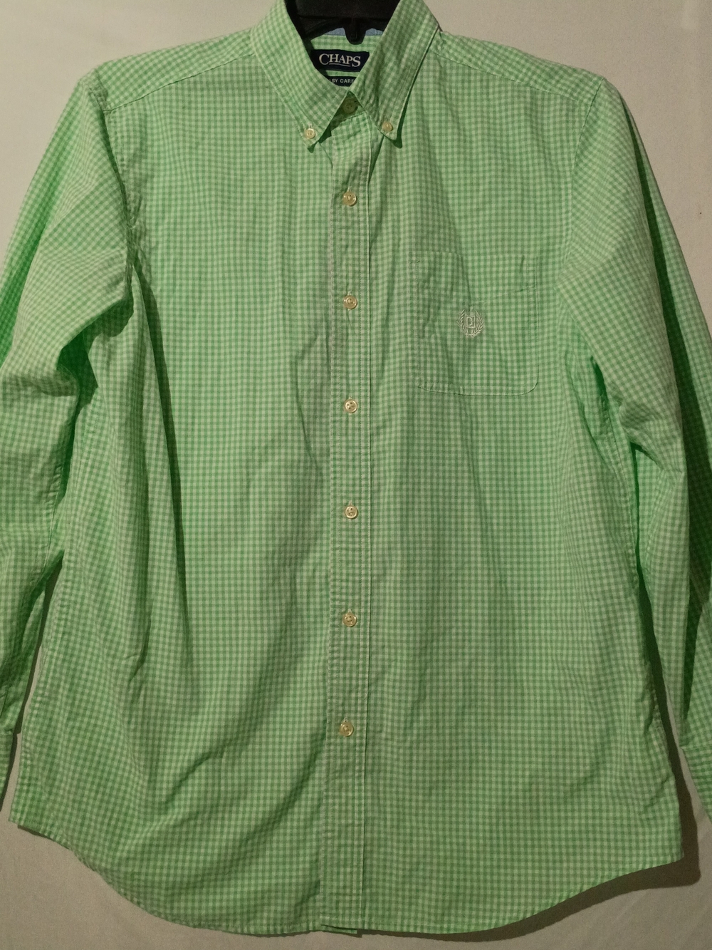 Chaps Men’s Light Green Button-Down Shirt M Long Sleeve